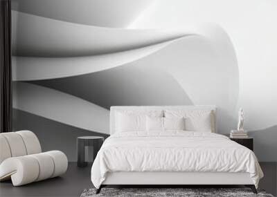 The background texture is abstract white with dynamic blurs and curves. It features detailed fractal graphics. Technology and scientific theme. Wall mural