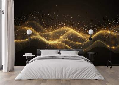 This abstract line art illustration features a shimmering glittered background with a vibrant brown color Wall mural