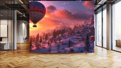 This year's new year's eve celebration features aerial views of winter wonderland, celebrating the 2025 Winter Sports Season and festive cheer. Wall mural