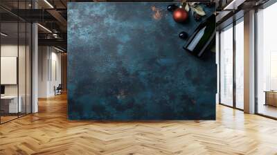 With champagne and a glass, this festive background wishes you a Merry Christmas and a Happy New Year Wall mural