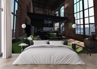 With generative stock, this industrial home has sleek, modern furniture and contemporary decor Wall mural