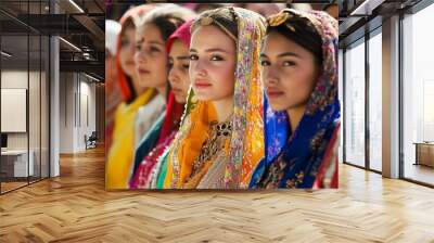 Group of women in vibrant traditional attire, celebrating cultural heritage and diversity with grace and pride Wall mural