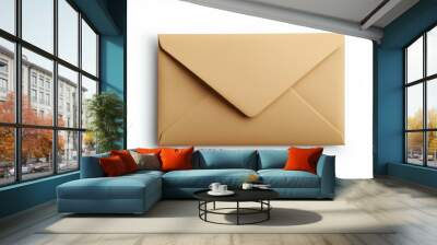 Minimalistic brown envelope isolated on white background symbolizing postal communication and correspondence Wall mural