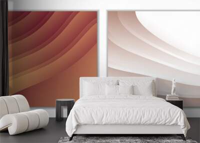 Abstract gradient waves background and folds. A set of 2 templates. 3D illustration in gentle pastel colors. Vector Wall mural