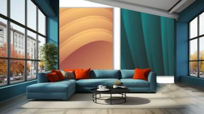 abstract gradient waves background and folds. a set of 2 templates. 3d illustration in gentle pastel Wall mural