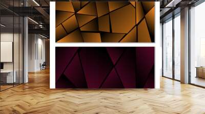 Abstract polygonal pattern. Set of two dark gradient polygonal backgrounds. Background design, cover, postcard, banner, wallpaper Wall mural