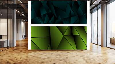 Abstract polygonal pattern. Set of two dark gradient polygonal backgrounds. Background design, cover, postcard, banner, wallpaper Wall mural