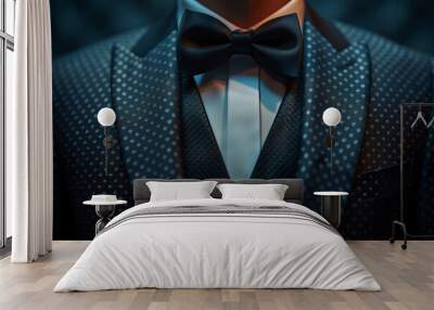 Closeup on a sophisticated businessman in a classic business attire with a bow tie. Wall mural