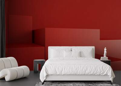 3D rendering of the red geometric background can be used for commercial advertising Wall mural