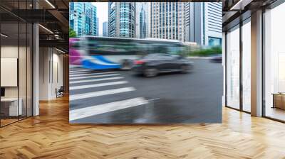 busy urban traffic of shanghai downtown district in china. Wall mural