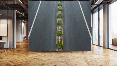 High angle view of asphalt empty road Wall mural