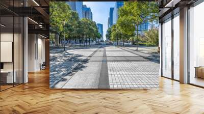 modern buildings and empty pavement in china. Wall mural