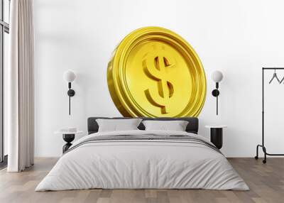 Golden dollar coin isolated Wall mural