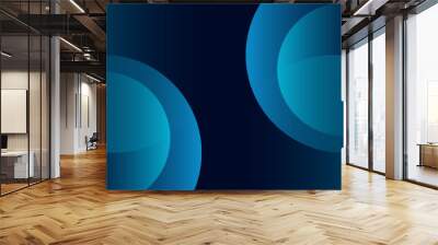 Dark blue abstract background with shiny geometric shape graphic. Modern blue gradient circles Wall mural