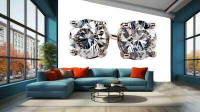 beautiful diamond earring, studio view, isolated on transparent background. Wall mural