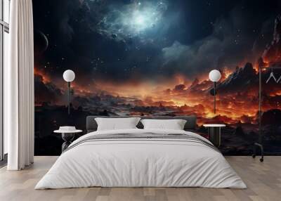 Spiral galaxy creative wallpaper, Abstract concept banner. Wall mural