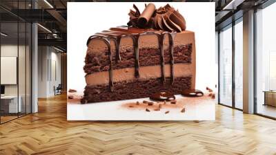 Tasty chocolate cake isolated on white background. Wall mural