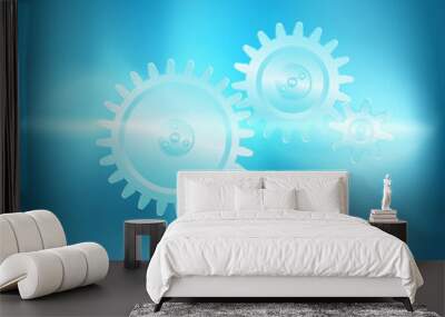 abstract blue background with gear transmission in current arc Wall mural