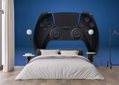 Black gamepad on blue background. EPS10 vector illustration with simple gradients. Wall mural