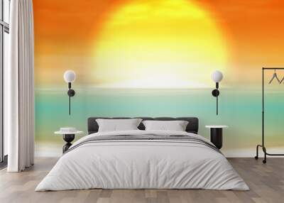 Sea sunset with the sun Wall mural