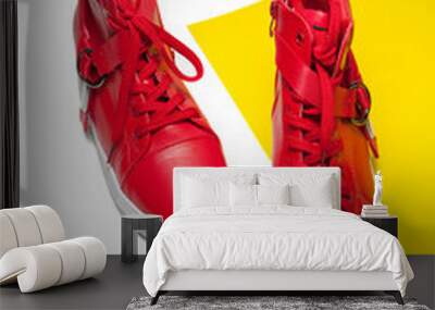 Sport leather sneakers isolated on white background Wall mural