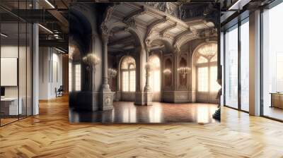 an empty glamorous rococo baroque ballroom Wall mural