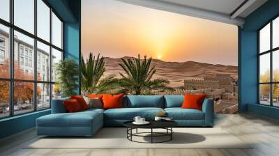 Qasr Al Sarab in Liwa, Al Dhafra, Abu Dhabi, United Arab Emirates at sunset Wall mural