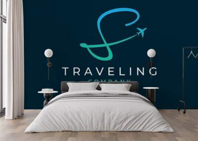 Initial Letter S Travel Logo Design Wall mural