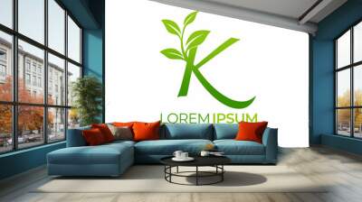 Letter K Green Plant Leaf Logo Vector Wall mural