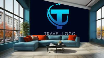 Letter T tour and travel logo design vector Wall mural