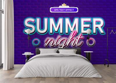 summer night neon text effect 3d editable style Wall mural