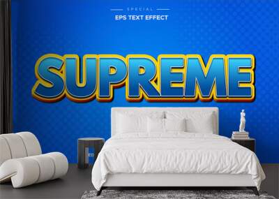 supreme 3d editable text effect dengan gaya kartun background biru Wall mural