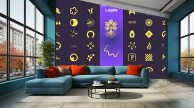 A collection of 50 unique abstract geometric logos featuring various designs. Perfect for branding and visual identity projects, these logos offer a range of styles to suit different creative needs. Wall mural