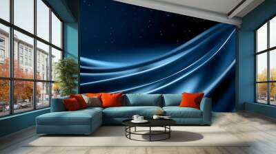 Abstract background design with glowing blue stars and light waves, perfect for futuristic wallpaper or space-themed illustration
 Wall mural