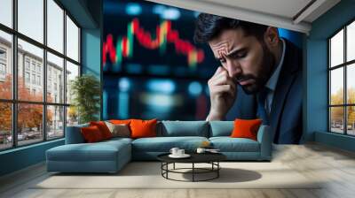 atmosphere for cautious investors with erratic stock prices and an abstract depiction of economic uncertainty Wall mural