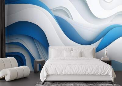 Background with abstract white and blue curve shapes. Nice and tidy, delicately textured, imaginative design. Contemporary graphic element in vivid colors. Ideal for flyers, websites, presentations, b Wall mural