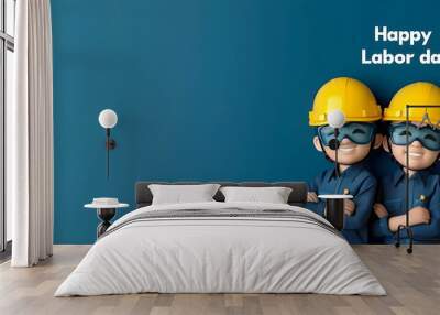 Happy Labor day  background with worker  Wall mural