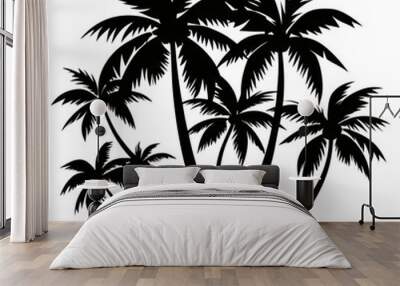 black-palm-tree vector silhouette Wall mural