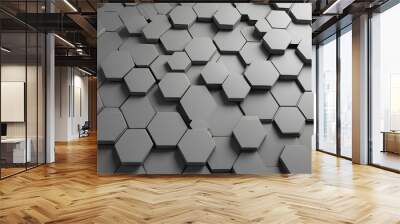 Grey Hexagonal pattern background Wall mural