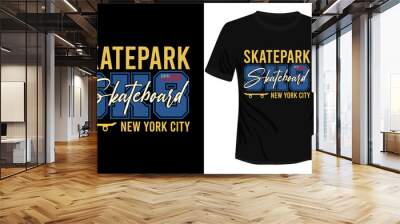 Skateboard T-shirt Design Vector Illustration Skatepark New York City Wall mural