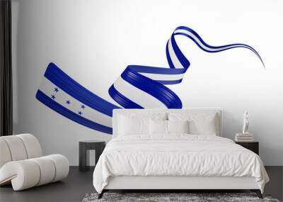 3d Flag Of Honduras 3d Shiny Waving Honduras Ribbon Flag On White Background 3d Illustration Wall mural