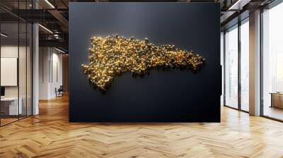 Dominican Republic Map High Quality Premium Golden Metallic Copper Brass Pillars 3D Illustration Wall mural