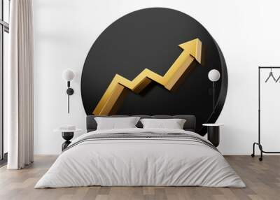 Gold arrow Growth Sign with black circle on White Background, 3D illustration
 Wall mural