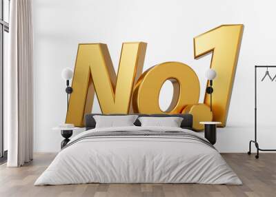 Golden No.1 text No 1 Champion or Winner 3D number one for 1st place isolated white background 3d illustration Wall mural