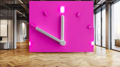 Pink 3d Clock Time 11:50 o Clock pm am Wall mural