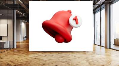 Red 3d notification bell icon. 3d illustration Wall mural