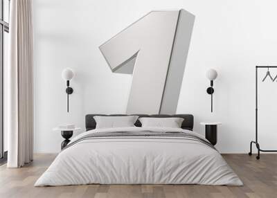 Silver 1 One 3d numbers. Isolated white background 3d illustration Wall mural