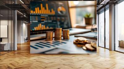 Abstract background finance  chart coin Wall mural