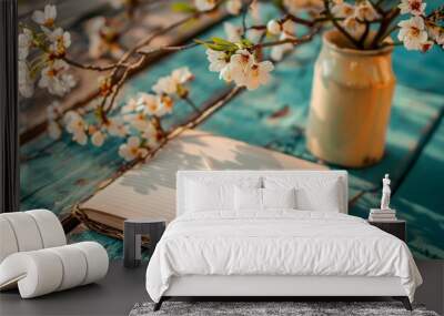 Art illustration flower garden atmosphere in spring Wall mural