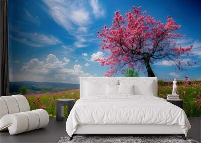 Art illustration garden in spring Wall mural